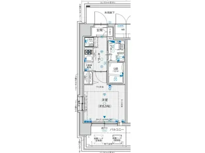 エスリード南堀江リバーサイド(1K/2階)の間取り写真