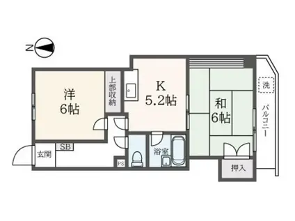 ヴィラージュ永福(2K/1階)の間取り写真