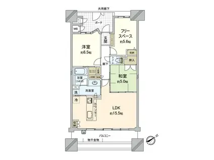 キングマンション大阪ベイ(2SLDK/3階)の間取り写真