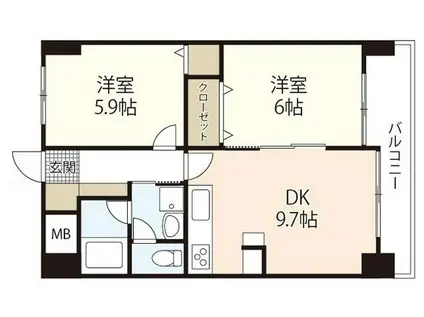 リブレストI(2DK/4階)の間取り写真