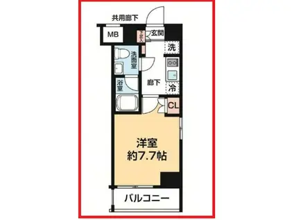 アルコバレーノオシアゲブロッサム(1K/2階)の間取り写真