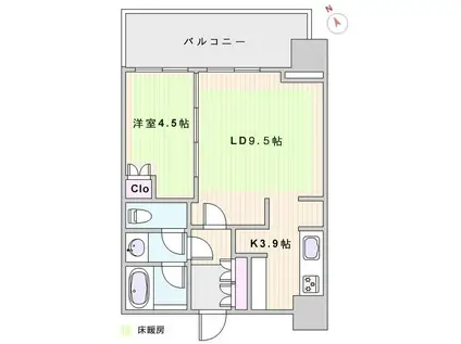シティタワー新宿(1LDK/13階)の間取り写真
