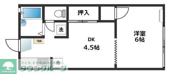フラットAII(1DK/2階)の間取り写真