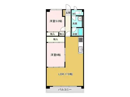 アステール(2LDK/1階)の間取り写真