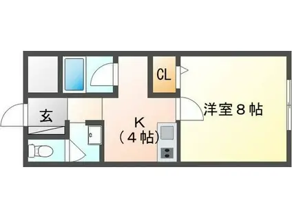 フェニックス豊中 I(1K/1階)の間取り写真