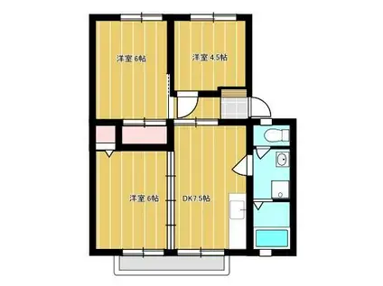 アールヒルズB(3DK/2階)の間取り写真