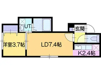 恵庭市住吉町2丁目AP(1LDK/2階)の間取り写真