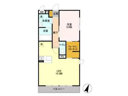 SUN-HEIM(1LDK/2階)の間取り写真