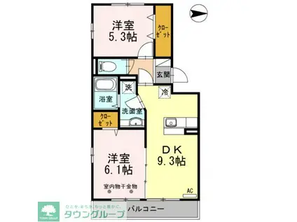 セジュール保塚A(2DK/2階)の間取り写真