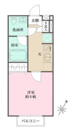 ノース GARDEN(1K/2階)の間取り写真