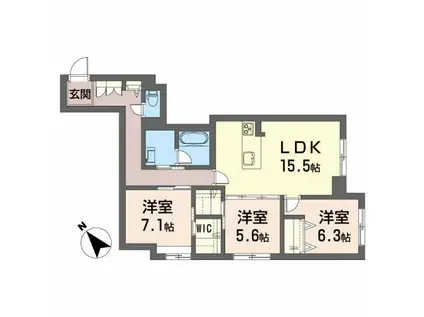 シャーメゾンステージ多賀城(3LDK/2階)の間取り写真