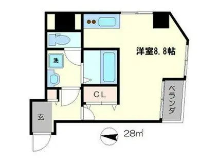 ウインドベル北大路(ワンルーム/3階)の間取り写真