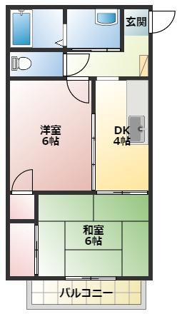 グランジュール(2DK/4階)の間取り写真