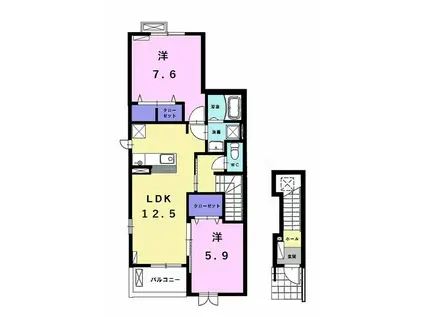 名鉄豊田線 梅坪駅 徒歩55分 3階建 築12年(2LDK/2階)の間取り写真