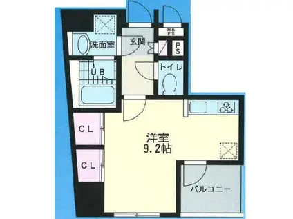 エクラタン恵比寿(ワンルーム/2階)の間取り写真