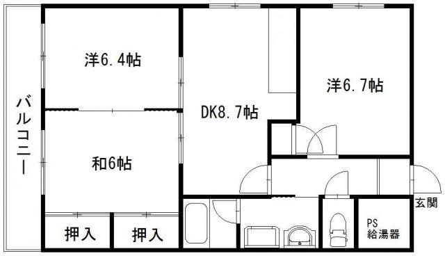 エクセルひくま(3DK/1階)の間取り写真