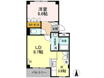 シルフィールド(1LDK/2階)の間取り写真