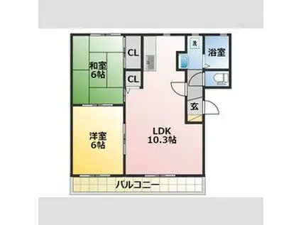 MAISON DE MOER AB(2LDK/1階)の間取り写真