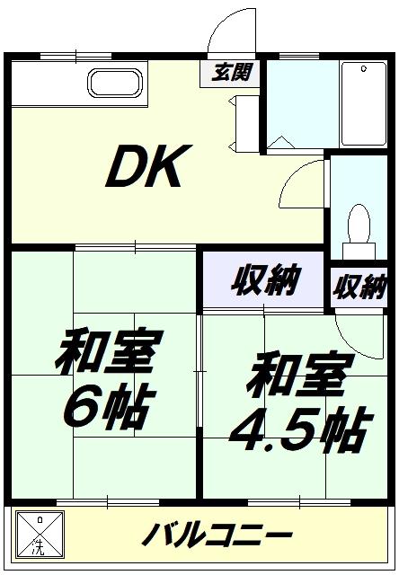 ザ・コンシェル南入曽(2DK/3階)の間取り写真