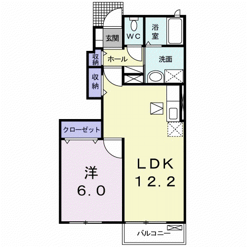 ジェントリーフォレストB(1LDK/1階)の間取り写真