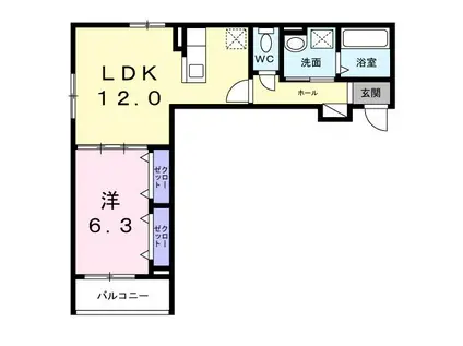 アビタ諸福(1LDK/2階)の間取り写真