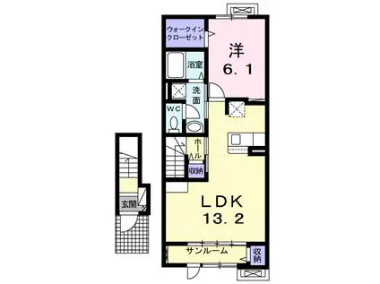 ヴィレッタS(1LDK/2階)の間取り写真
