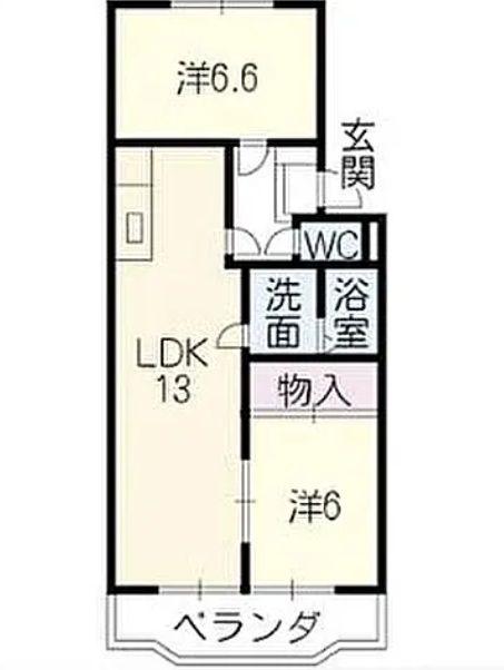 エトワール小山(2LDK/2階)の間取り写真
