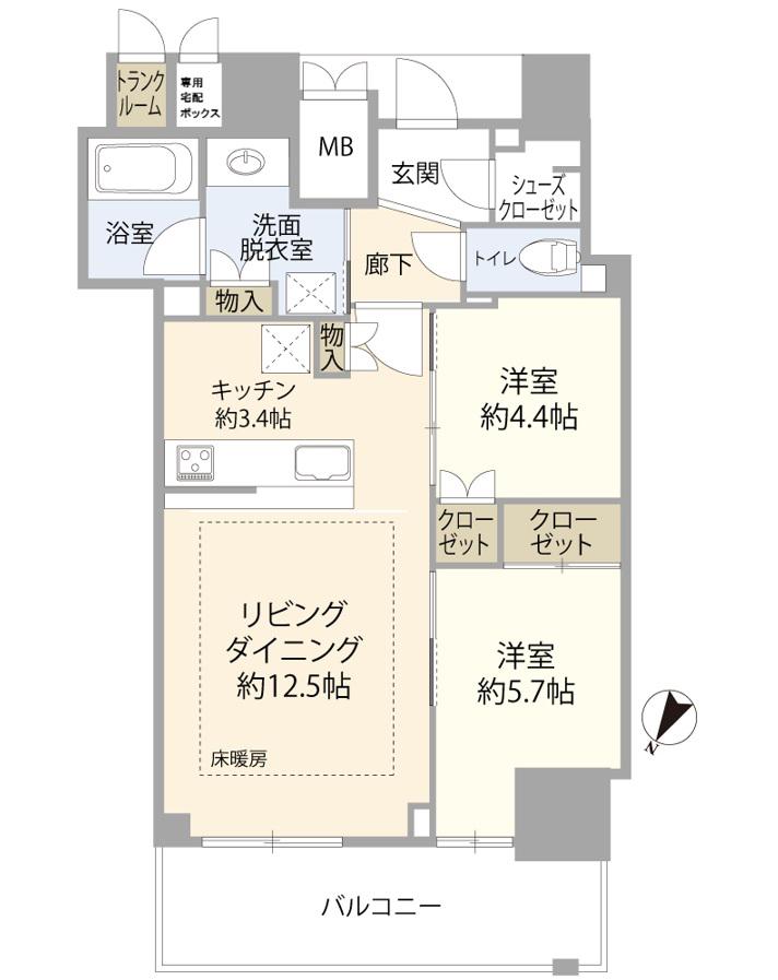 ジオタワー大阪十三(2LDK/15階)の間取り写真