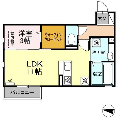 EXCEL宮内(1LDK/2階)の間取り写真