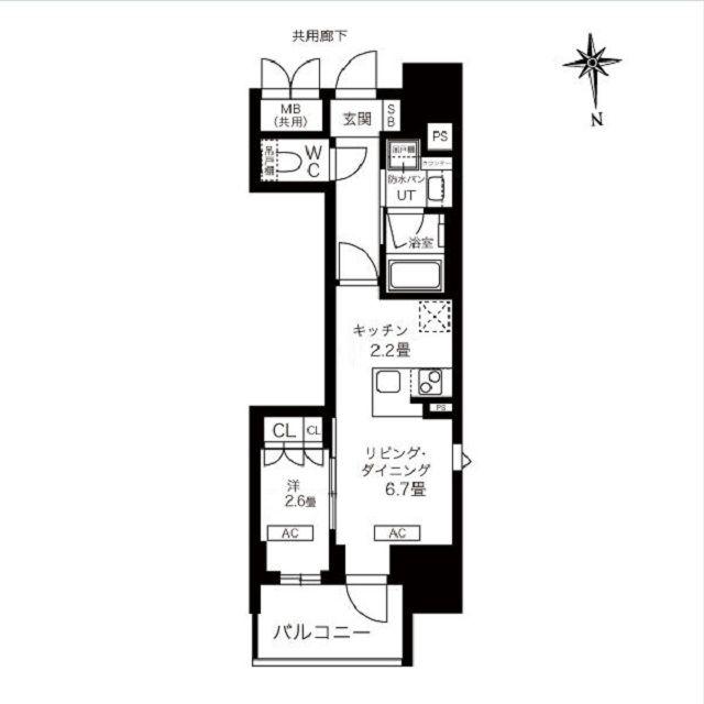 K-COURT谷町四丁目(1LDK/2階)の間取り写真