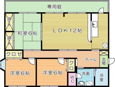カメリアII(3LDK/1階)の間取り写真