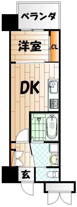 CPタワー(1DK/17階)の間取り写真
