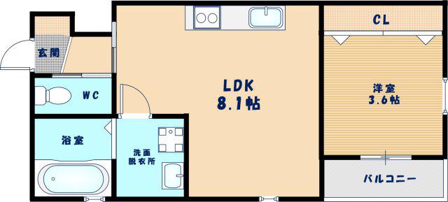 岩伸リバーコート住吉(1LDK/3階)の間取り写真