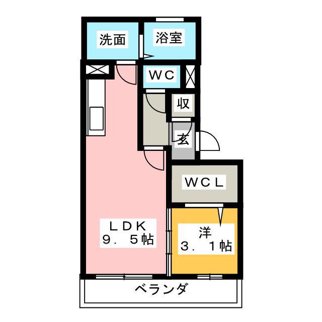 リビングタウンさくらだ(1LDK/1階)の間取り写真