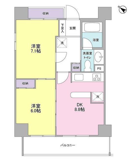 プロスペクト西巣鴨(2LDK/13階)の間取り写真