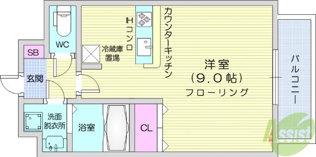 ヴィアーレ八幡三丁目(ワンルーム/3階)の間取り写真