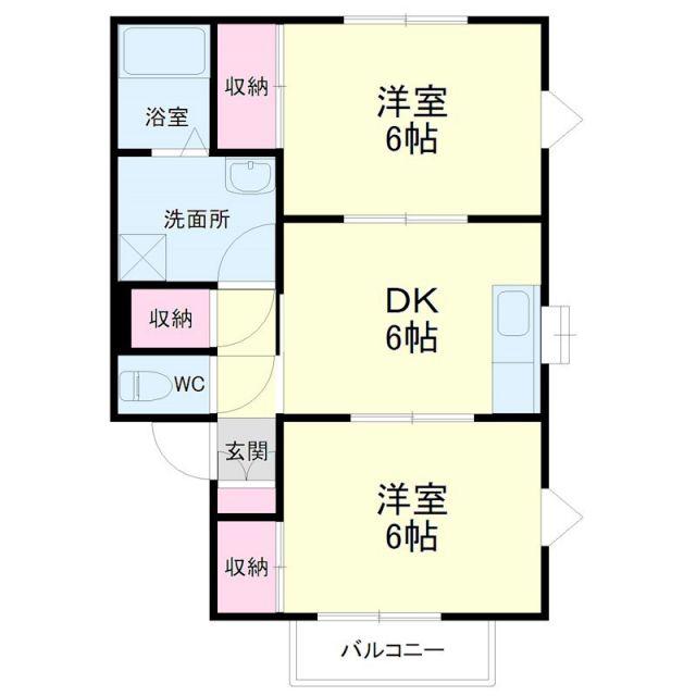 ライラック(2DK/2階)の間取り写真