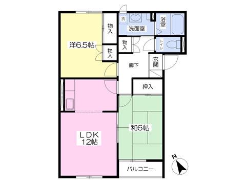クレアールA棟(2LDK/2階)の間取り写真