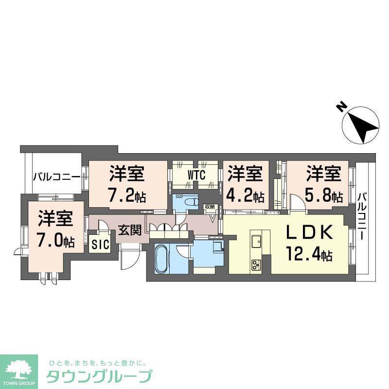 フェリシード野沢(4LDK/2階)の間取り写真