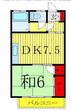 ハイム東本郷(1DK/1階)の間取り写真