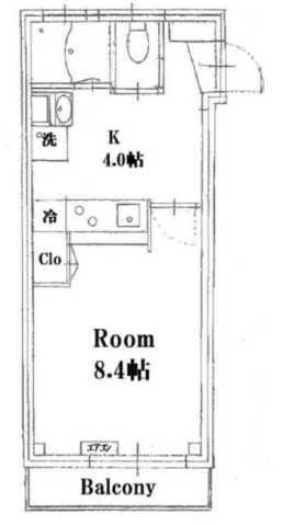 パレス恵比寿(1K/2階)の間取り写真