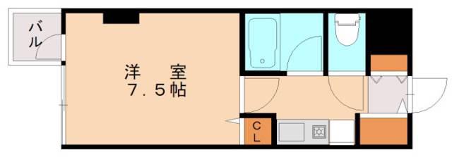 ダイナコートヒルズ折尾(1K/1階)の間取り写真