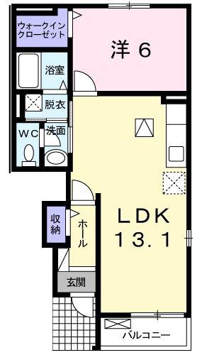 エアリーズ シエロA(1LDK/1階)の間取り写真