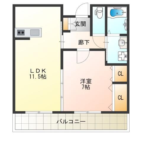 ボーチェ(1LDK/2階)の間取り写真