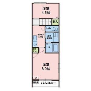 アイランドヴィレッジ本町(2K/2階)の間取り写真