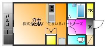 ヴェルデ(1K/2階)の間取り写真