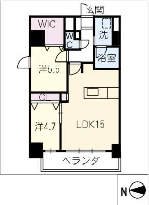 ラ・メゾンフィル御園(2LDK/12階)の間取り写真