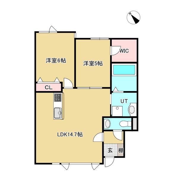 グランヴィラI(2LDK/2階)の間取り写真