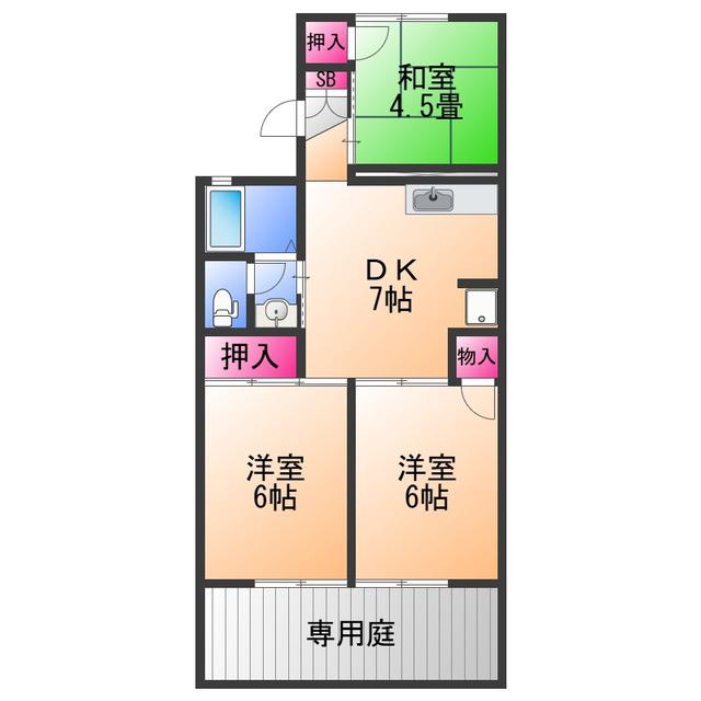 エミネントセジュールA(3DK/1階)の間取り写真