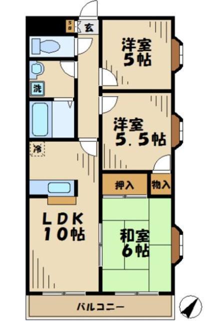 サンデーズII(3LDK/8階)の間取り写真